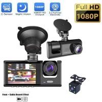 ราคา 3-channel 1080p HD รถ DVR Dash Cam G-Sensor กล้อง Triple-เลนส์อัตโนมัติ Loop Recording Night Vision (26123505596)