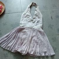 ราคา จั๊มสูทขาสั้น จั๊มสูทกระโปรงพลีท จั๊มสูทโชว์หลัง จั้มสูทสีเทา PR งานปาร์ตี้ งานเซ็กซี่ (1714102785)