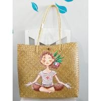 ราคา กระเป๋าสานกระจูดเพ้นท์ลายผู้หญิงโยคะ (6271971993)