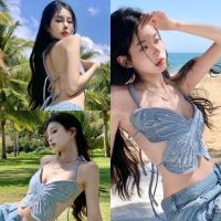 ราคา Evelynเสื้อสายคล้องคอ เว้าหลังผูกหลัง ลายผีเสื้อ เสื้อครอป เซ็กซี่ ทรงสวย โชว์หลัง ใส่ไปทะเล#FY3190 (26134267425)