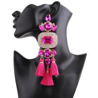 ราคา Big Rhinestone Earring Tassel Large Earings Oversized Drop Earrings Wedding Jewelry Luxury Crystal Bridal Dangle Earring (28543334689)