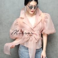 ราคา เสื้อคอฮาวาย แขนบอลลูน ผ้าไหมแก้ว (2228517905)