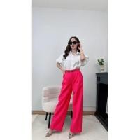 ราคา กางเกงทรงกระบอก ตะขอ ซิปหน้า จับจีบ (23989353493)