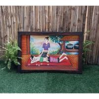 ราคา ภาพวาดติดผนัง ภาพวาดสไตล์ล้านนา พร้อมกรอบไม้สัก ภาพตกแต่งบ้าน ภาพตกแต่งร้านค้า (28004191100)