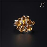 ราคา แหวนซิทรีน ดอกไม้แฟนซีเชฟ-“Golden Bloom” Fancy Citrine Floral Ring (28734120098)