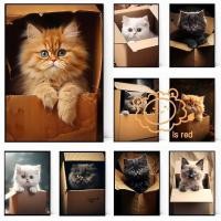 ราคา กล่องแมวโปสเตอร์สีส้มเปอร์เซียลูกแมวแมวสีขาวลูกแมวที่แปลกใหม่ผ้าใบพิมพ์ห้องพักบ้านตกแต่งผนังภาพวาดไร้กรอบ (44278369247)