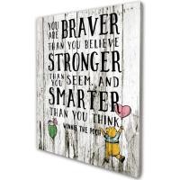 ราคา ร้อน เสมอจําคุณเป็น Braver Than You Believe แรงบันดาลใจ Winnie The Pooh Quotes Vintage Rustic Farmhouse Wood Wall Art Decor Boy Girl ห้องนอน Roo... (48954411045)