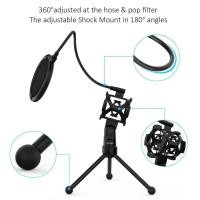 ราคา ❦☁TOPTH ammoon Mini Desktop Microphone Tripod Stand with Shock Mount Mic Holder Pop Filter for Studio Recording Online B (9364689016)