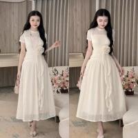 ราคา TC Maxi เดรสแขนสั้น คอกลมสีครีม ดีเทลแต่งดอกไม้ปล่อยชายยาวหนึ่งข้าง แต่งจับจีบหย่นช่วงเอว ตัวกระโปรงบานออก พริ้วๆ (40309396658)