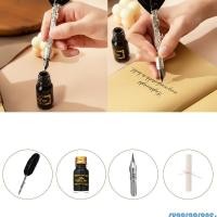 ราคา ชุดปากกาจุ่มขนนกย้อนยุคน้ําตาลพร้อมปากกาทดแทนปลายปากกาและหมึกปากกาจุ่มโบราณ (49154671829)