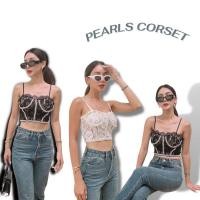 ราคา ครอปบราสายเดี่ยวลูกไม้ทรงคอเซท ดีเทลแต่งมุก ซับในสีเนื้อ งานสวยมาก ✨งานwalk in closet (14802302356)