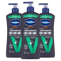 ราคา Vaseline Mens Healing Moisture Hand & Body Lotion สําหรับผิวแห้งหรือแตก Fast Absorbing Non-Greasy Lotion for Men 20.3 oz แพ็ค 3 (43974638234)