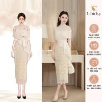 ราคา หรูหราออกแบบลูกไม้พรรคชุดกับชีฟองผ้าไหมปิดไหล่และนัวเนียเหม มิดิ เดรสยาวในหรูหราและโนเบิลสีเบจโทน (29853979907)