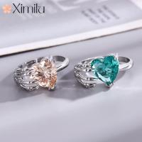 ราคา ❤ Luxury Niche Design Girl Love Blue Green Diamond Ring Classy Punk Style Jewelry❤ (52104167417)