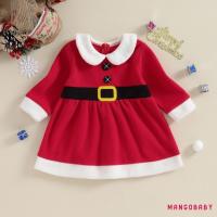 ราคา เดรสคริสต์มาสสีแดงสำหรับลูกสาววัยหัดเดิน แขนยาว มีคอลเลอร์เหมือนของบาร์บี้ เหมาะสำหรับโรงเรียนและงานปาร์ตี้กลางแจ้ง (48152894617)