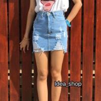 ราคา กระโปรงยีนส์สั้น แต่งขาด ป้ายกวาง Looktrend1977 (5300405409)