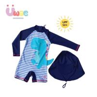 ราคา Uwae ชุดว่ายน้ำเด็ก ชุดว่ายน้ำเด็กชายกันยูวี เนวี่ ไดโน สีน้ำเงิน พร้อมหมวก Navy Dino รุ่น UV180 (13736656605)