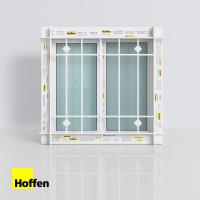 ราคา HOFFEN UPVC หน้าต่างบานเลื่อน มี เหล็กดัด สีขาว กระจกเขียวใส วงกบ 6 ซม. (25827181072)