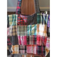 ราคา ถุงผ้า กระเป๋าผ้า ถุงรักษ์โลก มีซิป ปะผ้าลายสก็อต ต่อกันหลายลาย น่ารัก (11917495040)