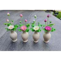 ราคา ดอกบัว แจกันดอกบัวหลวง ดินปั้น ขนาดสูง 7 นิ้ว สำหรับตั้งวางหิ้งพระ ถวายสิ่งศักดิ์สิทธิ์ (27230700446)