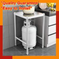 ราคา Single-layer gas tank rack kitchen stainless steel rack square single gas double stove household storage bracket架子 (57053628563)