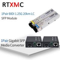 ราคา 1 คู่ Gigabit Media Converter SFP Transceiver โมดูล 1000Mbps Fast Ethernet RJ45 SC LC Single Mode (26068424827)
