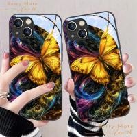 ราคา จัดส่งทันที เคสไอโฟน15 ลายผีเสื้อสีทอง แฟขั่น ใช้กับiPhone11 12 13 14 15 16 ProPROMAX 6/7/8PLUS X/XR/XS/SE2020 กระจกแข็ง (29683763095)