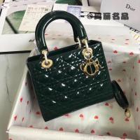 ราคา DIOR [5 Grids-Patent Leather Gold Buckle Diana Bag] Dark Green Lady Concubine Bag CD Cannage Rattan Checked Handbag Cross-Body Bag (48354446473)