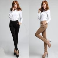 ราคา (S-3XL) กางเกงทำงาน ทรงบอลลูน ผ้ายืด สีดำ/สีน้ำตาล # 1552 (392564086)