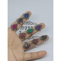 ราคา แหวนเงิน ล้อมพลอยนพเก้า พลอยหลากสี พร้อมส่ง (27009728810)