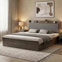 ราคา เตียงนอน เตียงไม้ 4/5/6 ฟุต เตียงไม้สักแท้ 100% ปกอ่อนข้างเตียง ขาเสริมเหล็ก รับน้ำหนักได้ 500กก (54352503496)