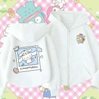 ราคา Sanrio Cinnamoroll Kids Zip Hoodie Jacket Cute Cartoon Hooded Cardigan 120-150cm (47604353530)