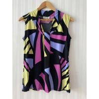 ราคา BB ผ้าเด้งยืด Dana Buchman ไซส์ S อกหน้าผ้า 38 นิ้ว ยาว 25 เสื้อทำงาน เสื้อแขนกุด ลายดอก สีสัน (41865634685)