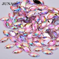 ราคา JUNAO 100 ชิ้น 7*15 มิลลิเมตรสีชมพู AB เย็บ Rhinestones แบนกลับ Horse Eye เย็บบน Strass หลวม Acr (43025323309)