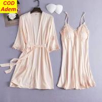 ราคา ชุดนอนกิโมโนผ้าไหมน้ําแข็ง Victoria Secret ชุดหนึ่งชุด + ชุดชั้นในด้านนอกพรีเมี่ยมชุดนอนสตรี 2in1 เซ็กซี่ร้อน (51652395560)