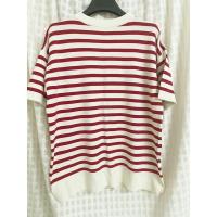 ราคา เสื้อไหมพรมยืดได้ลายทางขวางขาวแดง สินค้ามือสอง แบรนด์ GU ขนาดเบอร์ M (14145651131)