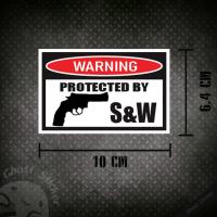 ราคา สติกเกอร์รูปปืน smith&wesson สติกเกอร์ติดรถยนต์ สติกเกอร์ป้ายคำเตือน ขนาด 10x6.4CM (7686805720)