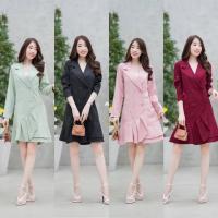 ราคา เดรสสูทใส่ทำงาน ทรงสุภาพ ชายระบาย แขนยาว ใส่คลุม ใส่เป็นเดรส สวยมาก นางแบบใส่งานจริง ตรงปก (26658879567)