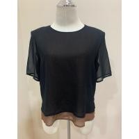 ราคา เสื้อแขนสั้น สีดำ ชายสีน้ำตาล คอกลม กระดุมคอหลัง ทรงสวย ใส่สบาย เรียบร้อย งานพรีเมี่ยม นำเข้าจากญี่ปุ่น Size L (29856400959)
