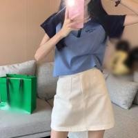 ราคา [อืม]ผู้หญิงแขนสั้นปกใหม่เสื้อยืดพิมพ์คอวีเสื้อสวมหัวเสื้อผ้าฤดูร้อน (46302281095)