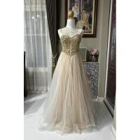 ราคา ชุดราตรียาวเกาะอกเพชร(ไซส์ s)สีทอง (20595810963)