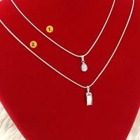 ราคา สร้อยคอเงิน สร้อยคอพร้อมจี้ฝังพลอย ความยาว 17 นิ้ว สร้อยคอ สร้อยคอลายกระดูกงู เงินชุบ งานไมครอน (12019071482)