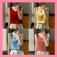 ราคา เสื้อคอวี กล้ามซาติน ผ้าเครปซาติน M-XL เรียบหรู (42000211584)