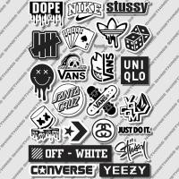 ราคา Black white Aesthetic Sticker pack แบรนด์ adidas converse off white || สติกเกอร์ติดหมวกกันน็อค กันน้ํา (28287767188)