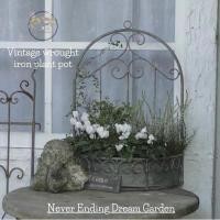 ราคา Vintage wrought iron plant pot กระถางต้นไม้เหล็กดัดวินเทจ (26884136211)