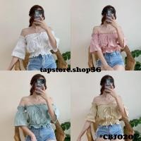 ราคา เสื้อครอปปาดไหล่ต่อแขน#CBJ0201 ลินินแขนแยก (21219314734)