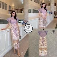 ราคา PISAMAI คอลผ้าไทยรุ่นใหม่เซ็ตผ้าไทยเสื้อซีทรูลูกไม้ฉลุปักเลื่อม มาคู่กับผ้าถุงลายไทยผ่าหน้า พร้อมเข็มกลัดดอกไม้ (29472072728)