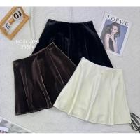 ราคา กระโปรงเอวสูง ผ้ากำมะหยี่ มีซับในกางเกง ซิปข้างขอบเอวยางยืด #MX2569 (29425242849)