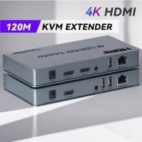 ราคา HDMI KVM Extender 4K 120M over Cat6 Extender HDMI RJ45 4K KVM HDMI USB Ethernet Extender 60M 1080P พร้อม USB สําหรับคีย์บอร์ดเมาส์ (57052879158)