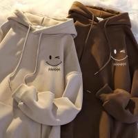 ราคา เสื้อกันหนาว มีฮู้ด เสื้อฮู้ด ผ้าแคชเมียร์ แบบสวมหัว ทรงหลวม ลายหน้ายิ้ม สไตล์อเมริกัน แฟชั่นสําหรับผู้ชาย และคู่รัก (44467786825)